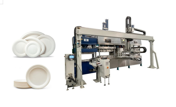 Auto utensílios de mesa da polpa de bambu que fazem a máquina com braços do robô e que empilham o robô