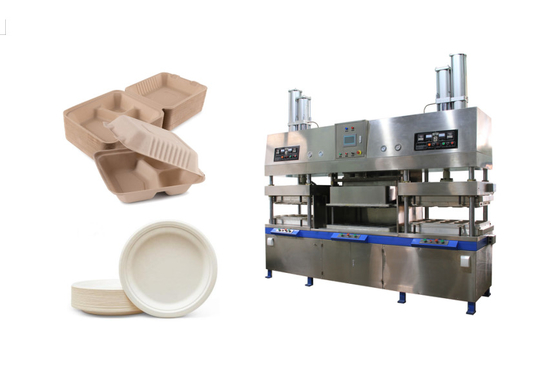 Folha de polpa do descorante seca na máquina de molde para fazer o recipiente da placa de papel e do hamburguer